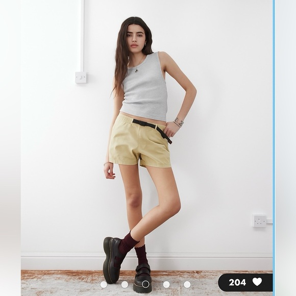 Gramicci ASOS Nylon Tan Khaki Belted Utility Outdoor Shorts Size Medium - Picture 1 of 4